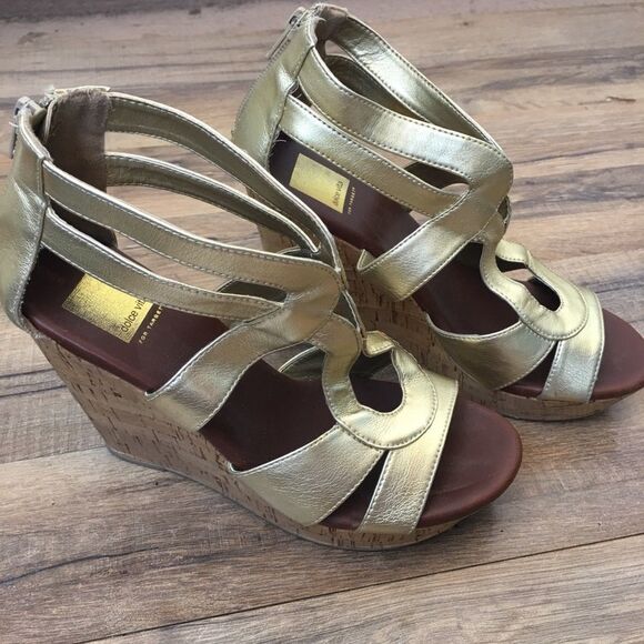 Dolce Vita Gold/Cork Wedges 7 1/2 - Picture 2 of 7